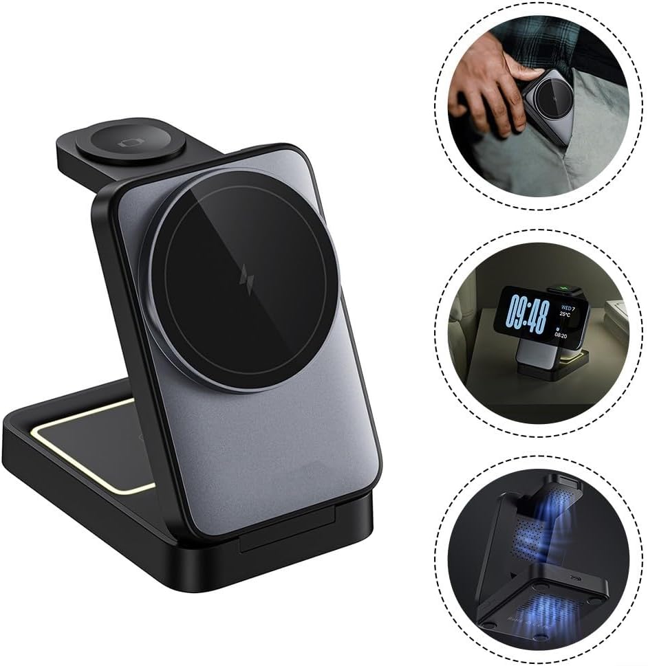 Support de charge magnétique sans fil 3 en 1 pour iPhone Station de charge rapide