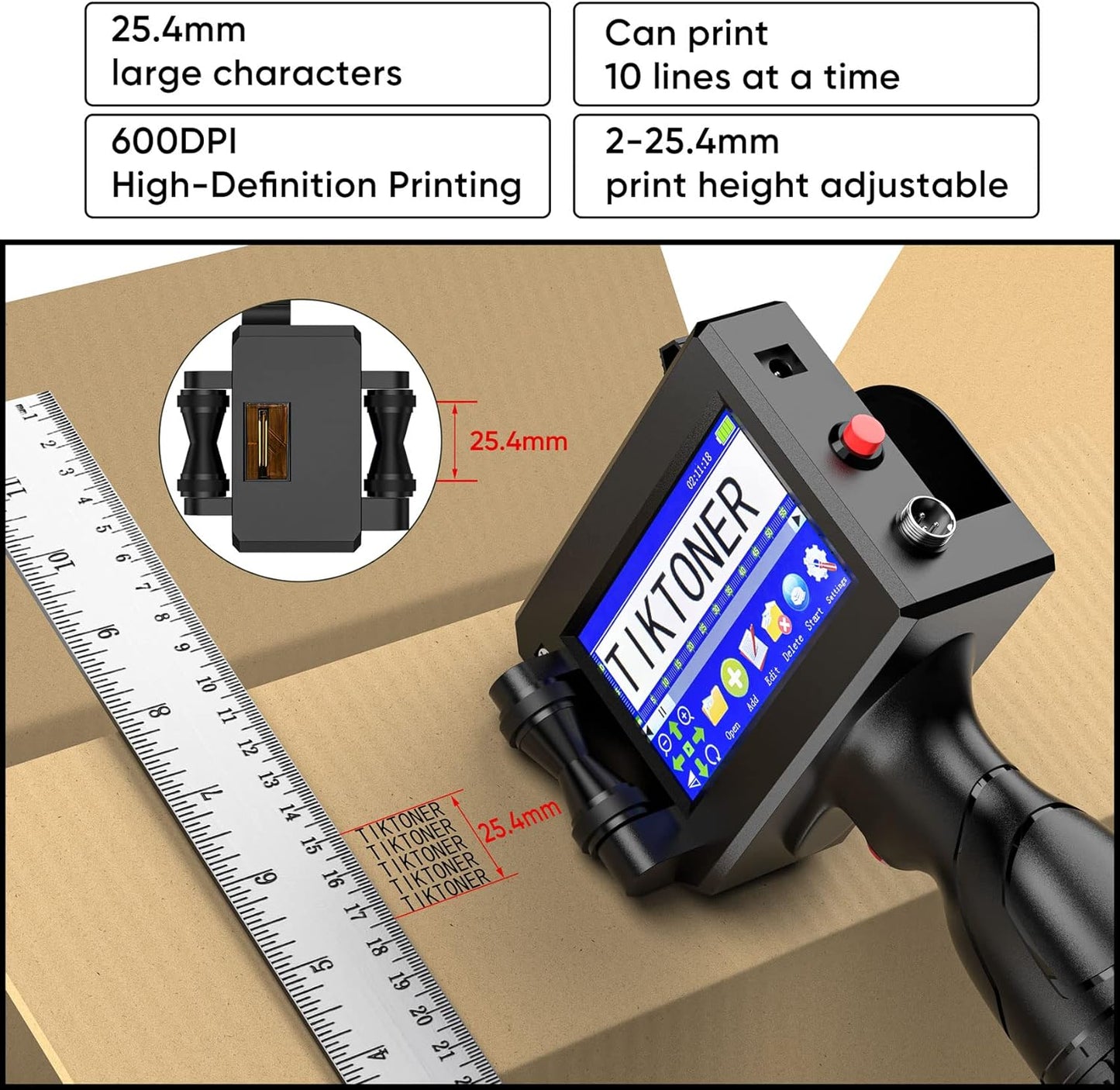TIKTONER 127T2 Imprimante à Jet d'encre Portable