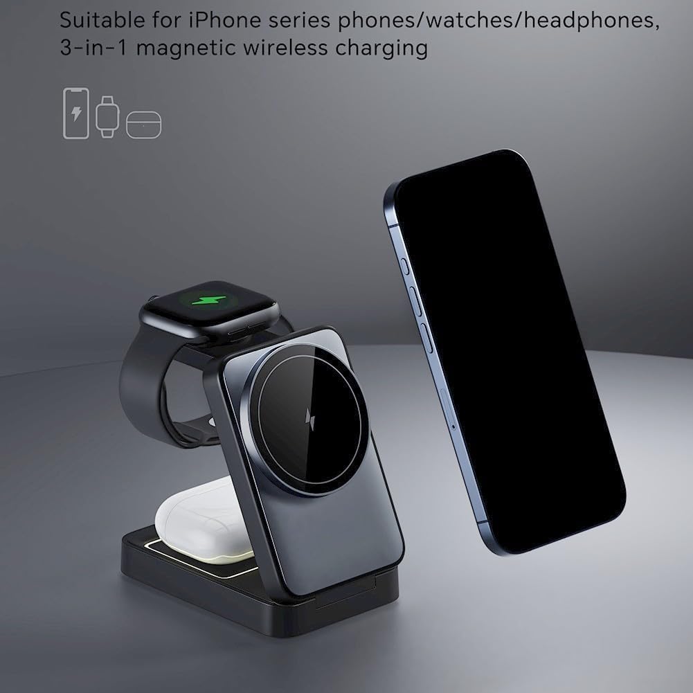 Support de charge magnétique sans fil 3 en 1 pour iPhone Station de charge rapide