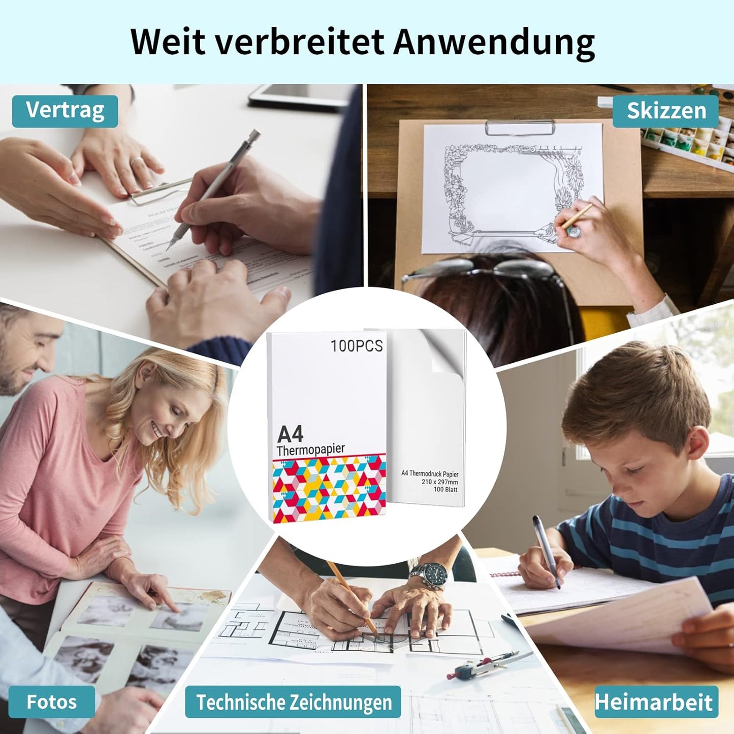 Papier Thermique à Séchage Rapide A4 pour Imprimante Portable